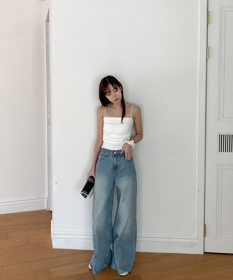 ワイドスリットデニムパンツ LIGHT DENIM