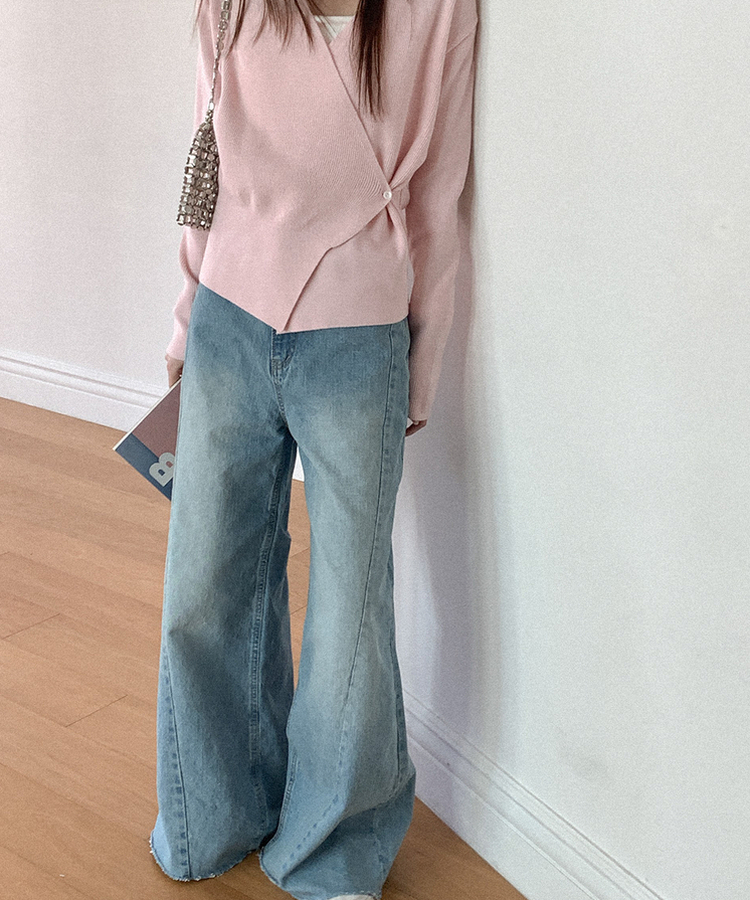ワイドスリットデニムパンツ LIGHT DENIM