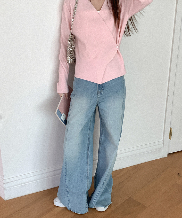 ワイドスリットデニムパンツ LIGHT DENIM