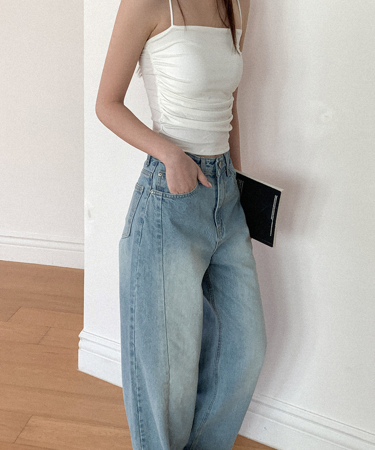 ワイドスリットデニムパンツ LIGHT DENIM
