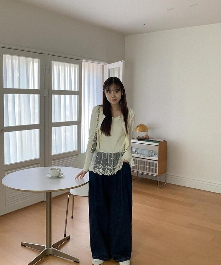 ワイドバルーンデニムパンツ DARK DENIM
