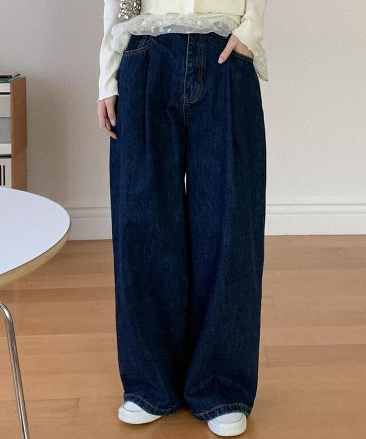 ワイドバルーンデニムパンツ DARK DENIM