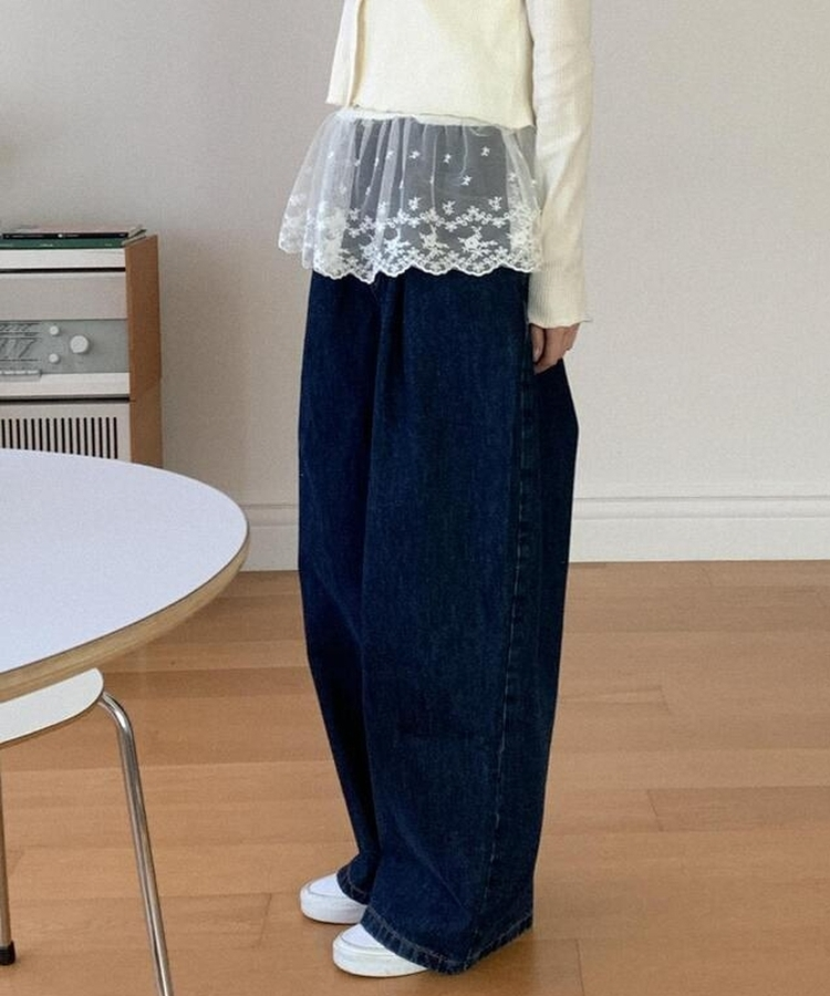 ワイドバルーンデニムパンツ DARK DENIM