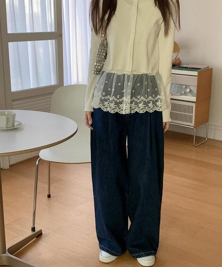 ワイドバルーンデニムパンツ DARK DENIM