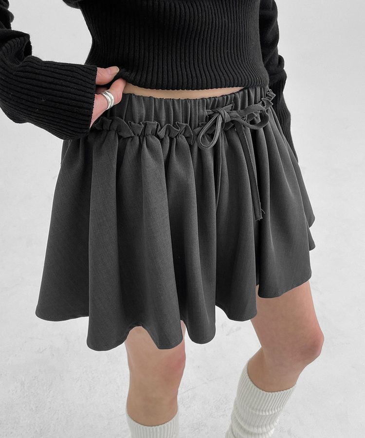フレアミニスカートパンツ GREY