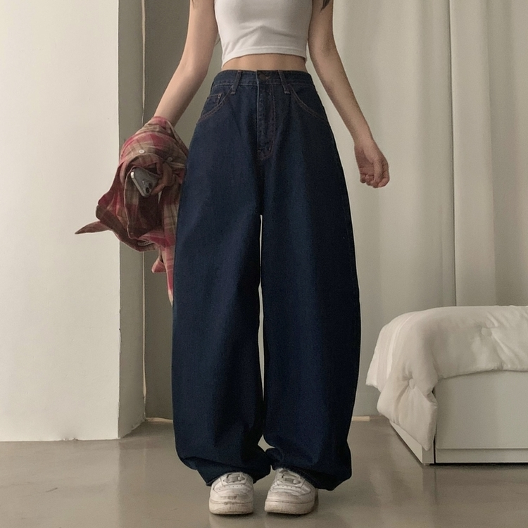 ステッチポイントワイドデニムパンツ DARK DENIM