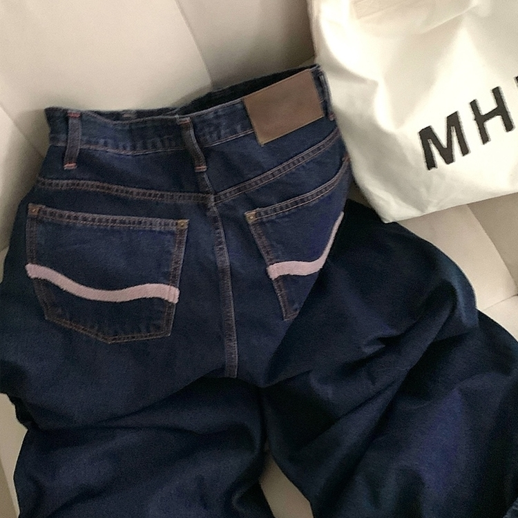 ステッチポイントワイドデニムパンツ