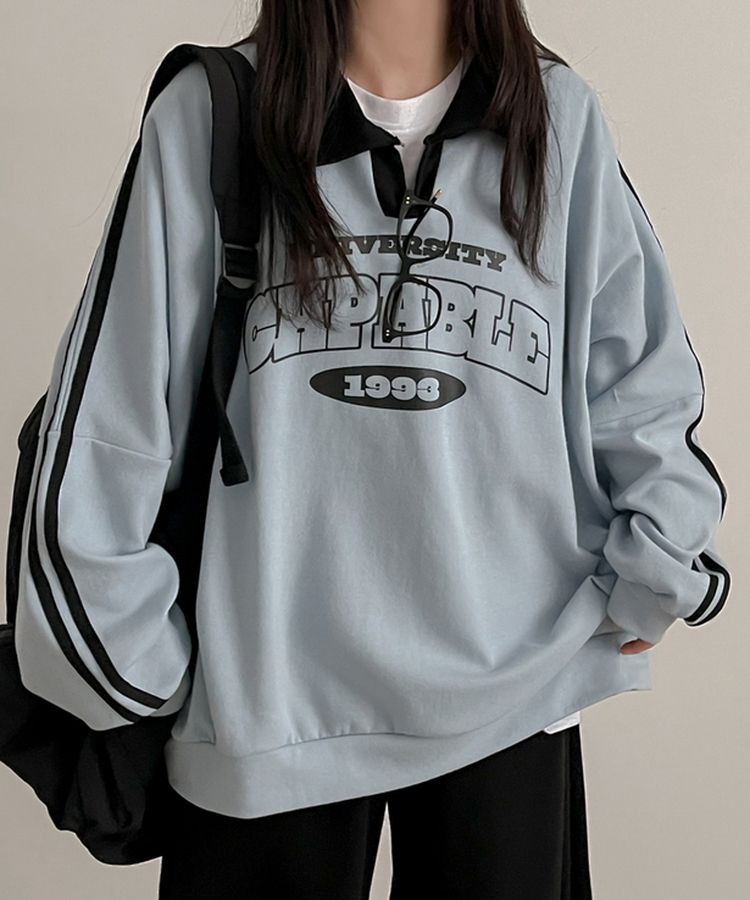 ラインオーバーフィットトレーナー SKY BLUE