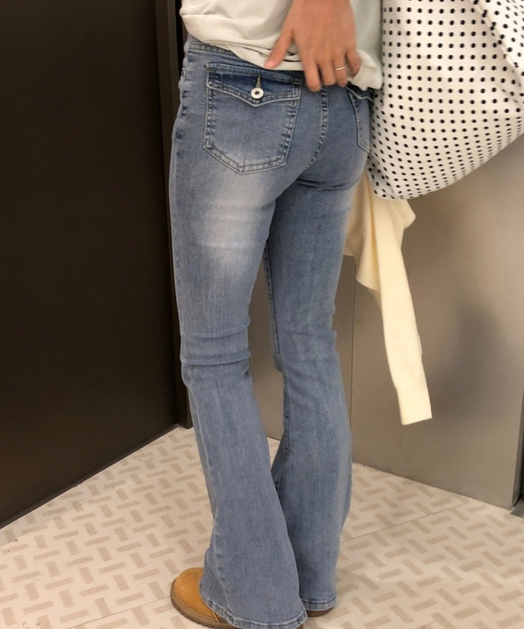 ポケットスリムブーツカットフレアジーンズ LIGHT DENIM