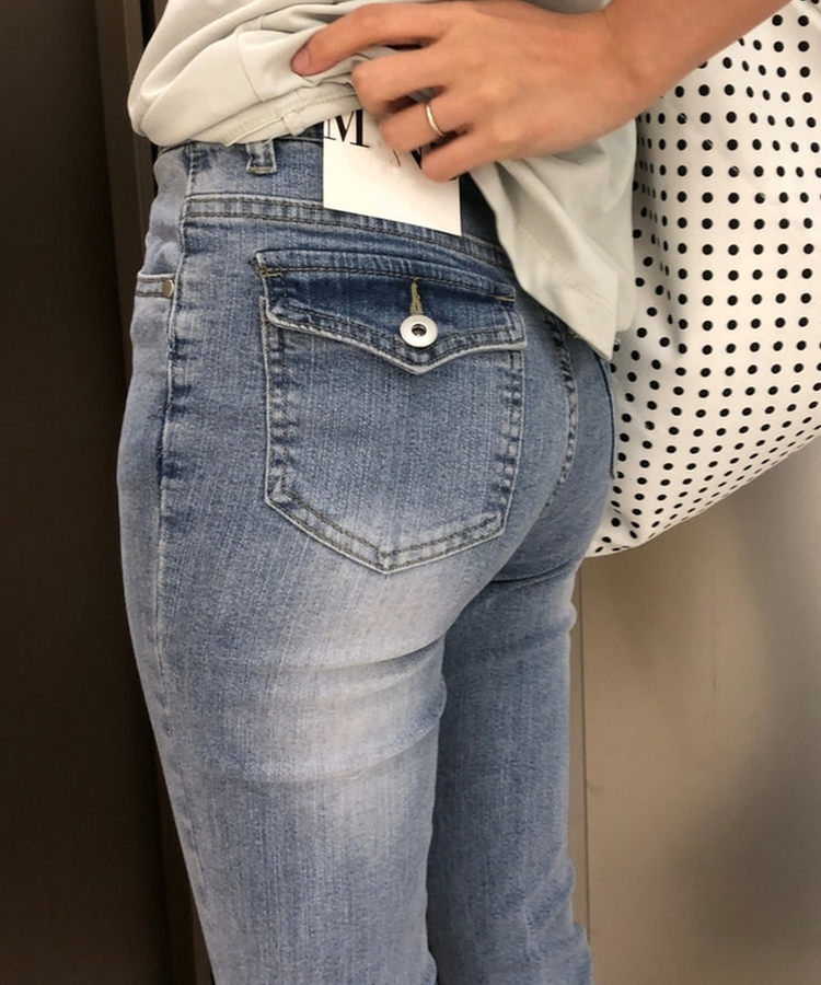 ポケットスリムブーツカットフレアジーンズ LIGHT DENIM