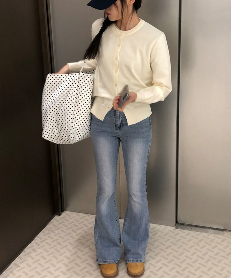 ポケットスリムブーツカットフレアジーンズ LIGHT DENIM