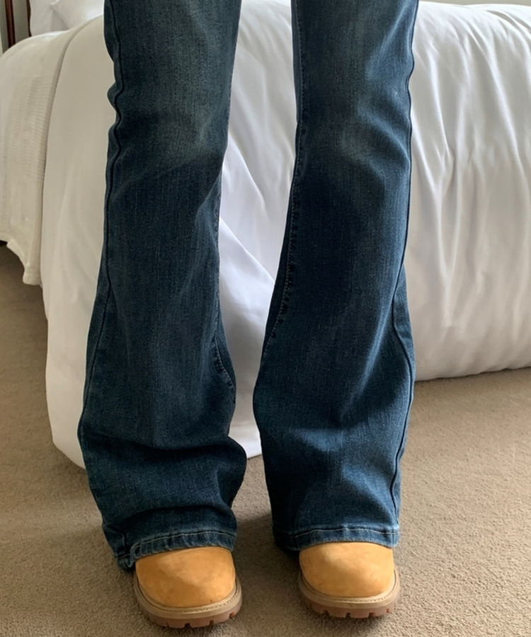 ポケットスリムブーツカットフレアジーンズ DARK DENIM