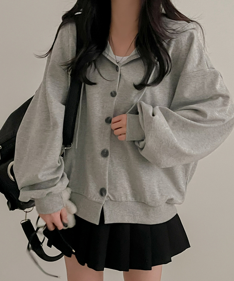ストップボタンパーカージップアップ GRAY