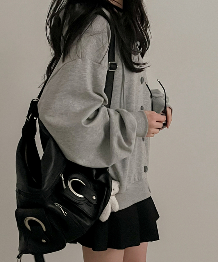 ストップボタンパーカージップアップ GRAY