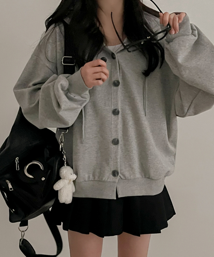 ストップボタンパーカージップアップ GRAY