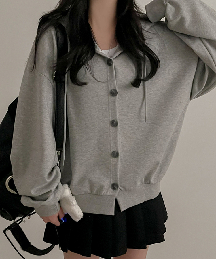 ストップボタンパーカージップアップ GRAY