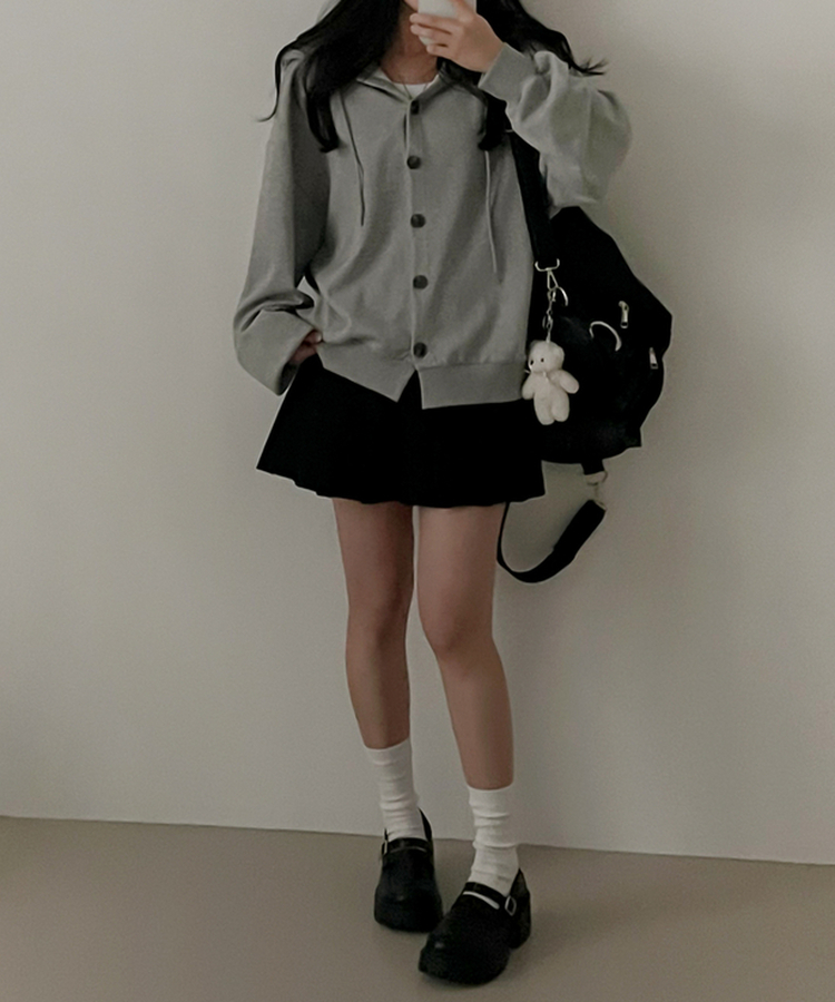 ストップボタンパーカージップアップ GRAY
