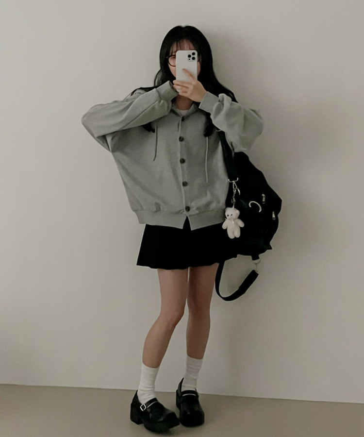 ストップボタンパーカージップアップ GRAY