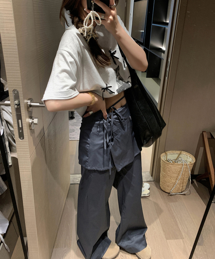 ラップスカートワイドスラックスパンツ