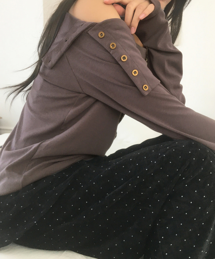 ドットベルベットフリルスカートパンツ BLACK