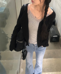 【カップ付き】レースレイヤードキャミソール GREY