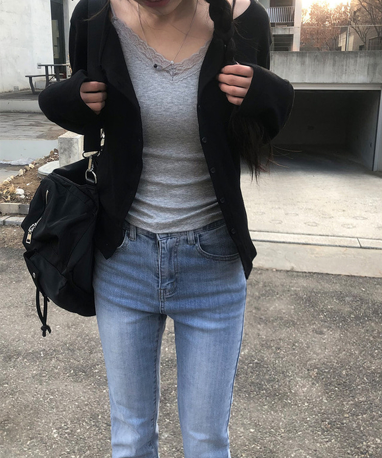 【カップ付き】レースレイヤードキャミソール GREY