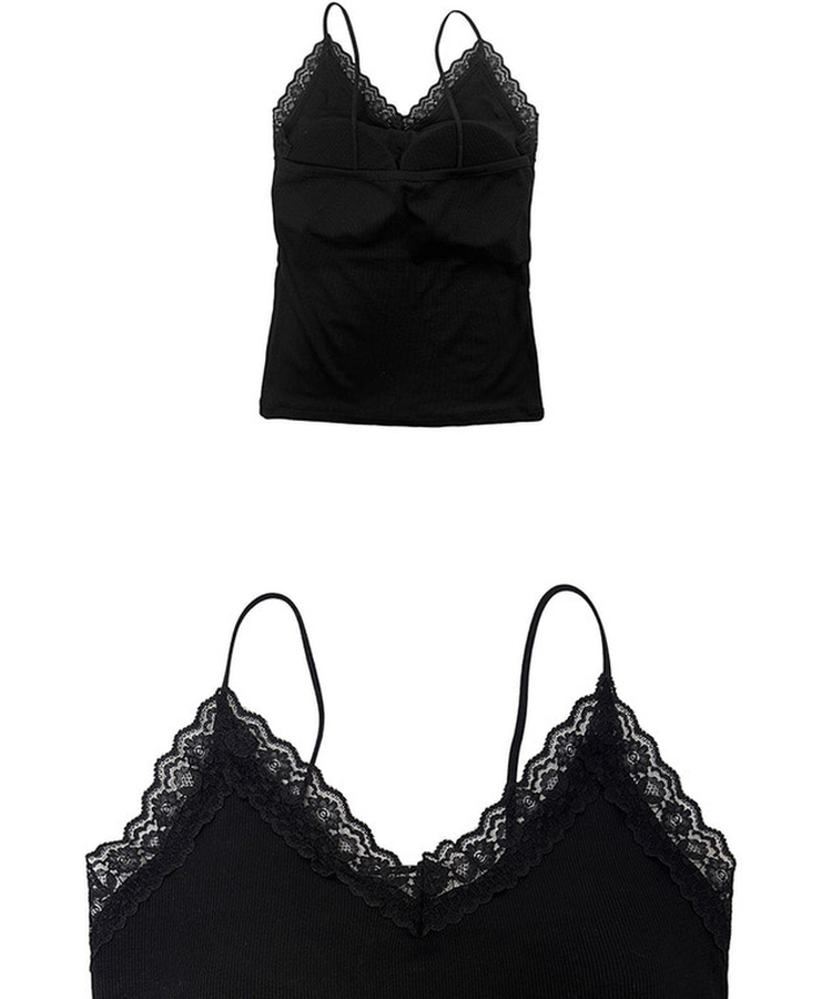 【カップ付き】レースレイヤードキャミソール