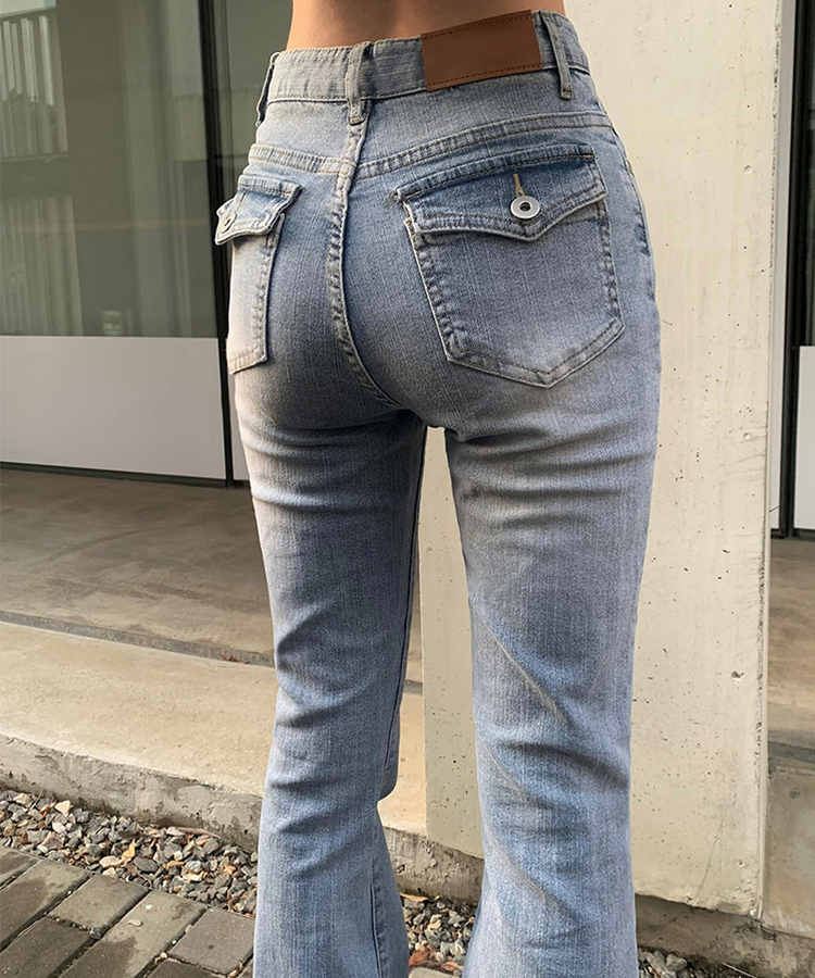ポケットブーツカットウォッシングデニムパンツ LIGHT BLUE