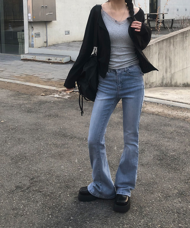 ポケットブーツカットウォッシングデニムパンツ LIGHT BLUE