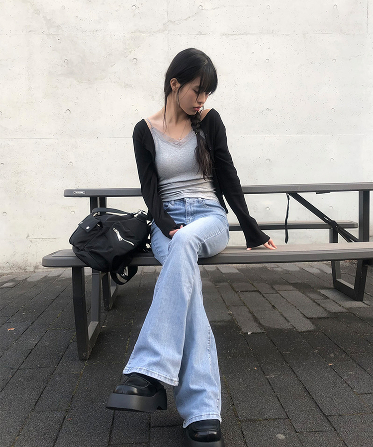 ポケットブーツカットウォッシングデニムパンツ LIGHT BLUE
