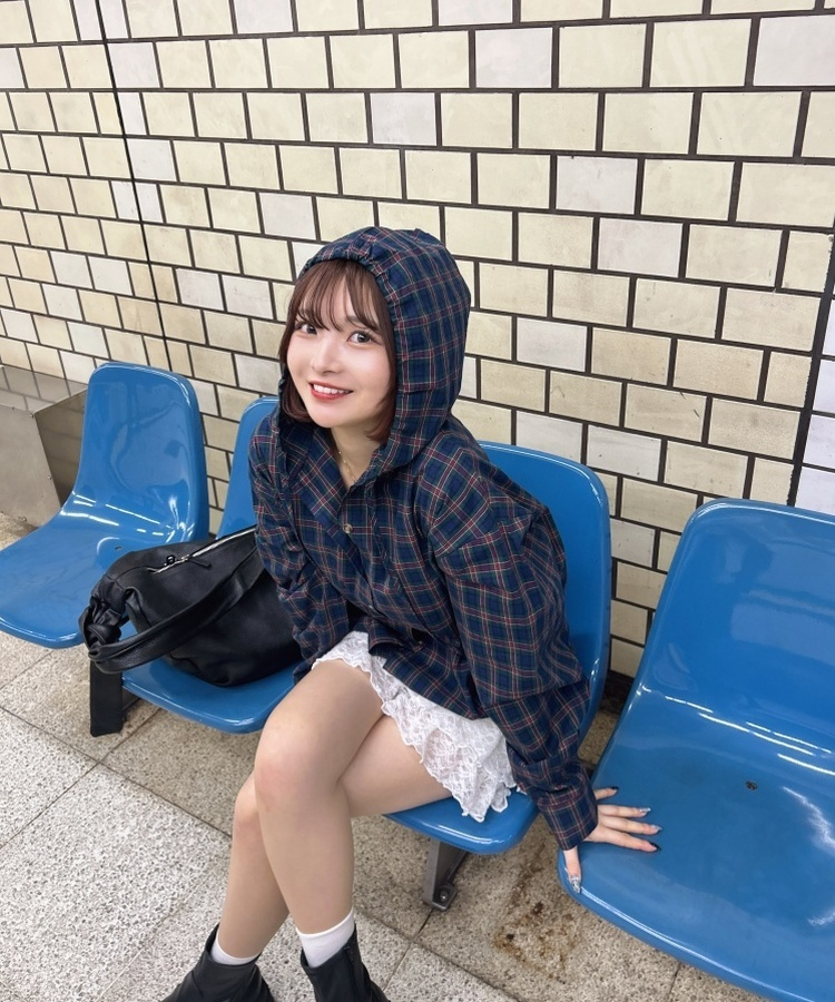 チェックフードクロップシャツ (注文殺到中！)｜フード｜韓国