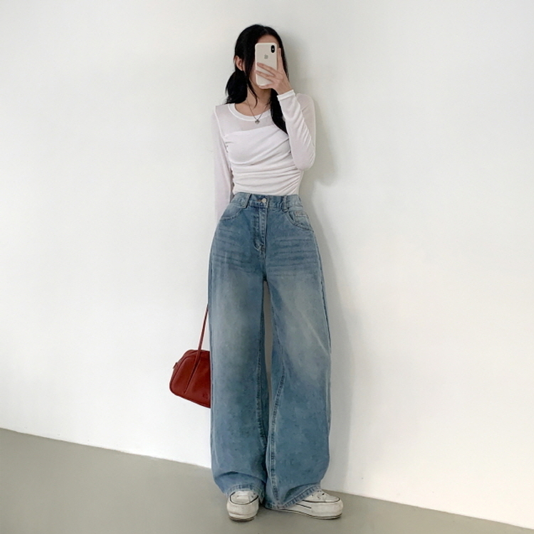 【丈別】ピッカーワイドデニムパンツ(5color) LIGHT DENIM