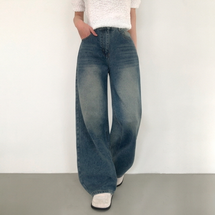 【丈別】ピッカーワイドデニムパンツ(5color) BLUE
