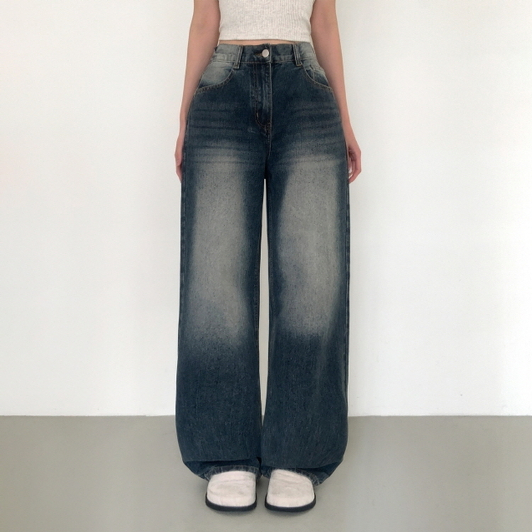【丈別】ピッカーワイドデニムパンツ(5color) DARK DENIM