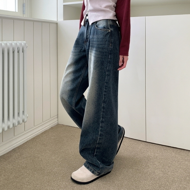 【丈別】ピッカーワイドデニムパンツ(5color) DARK DENIM