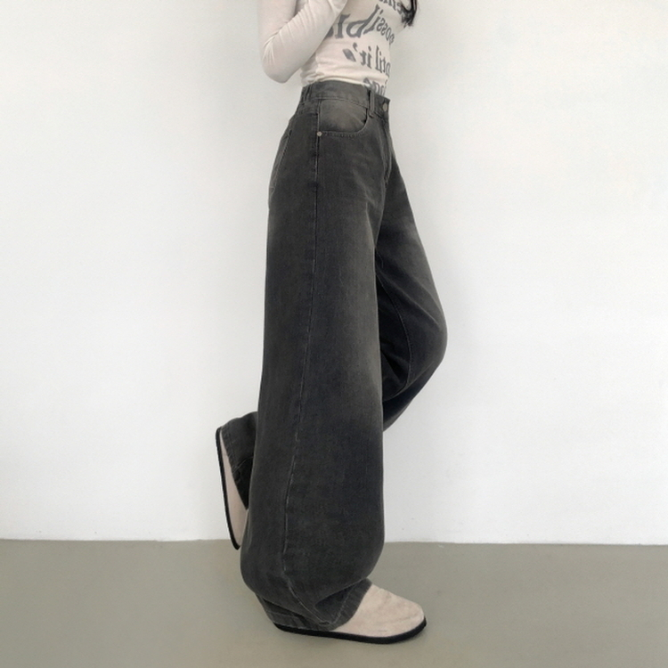 【丈別】ピッカーワイドデニムパンツ(5color) BLACK DENIM