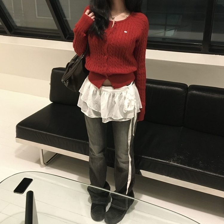 ペンダントニットカーディガン(7color) RED
