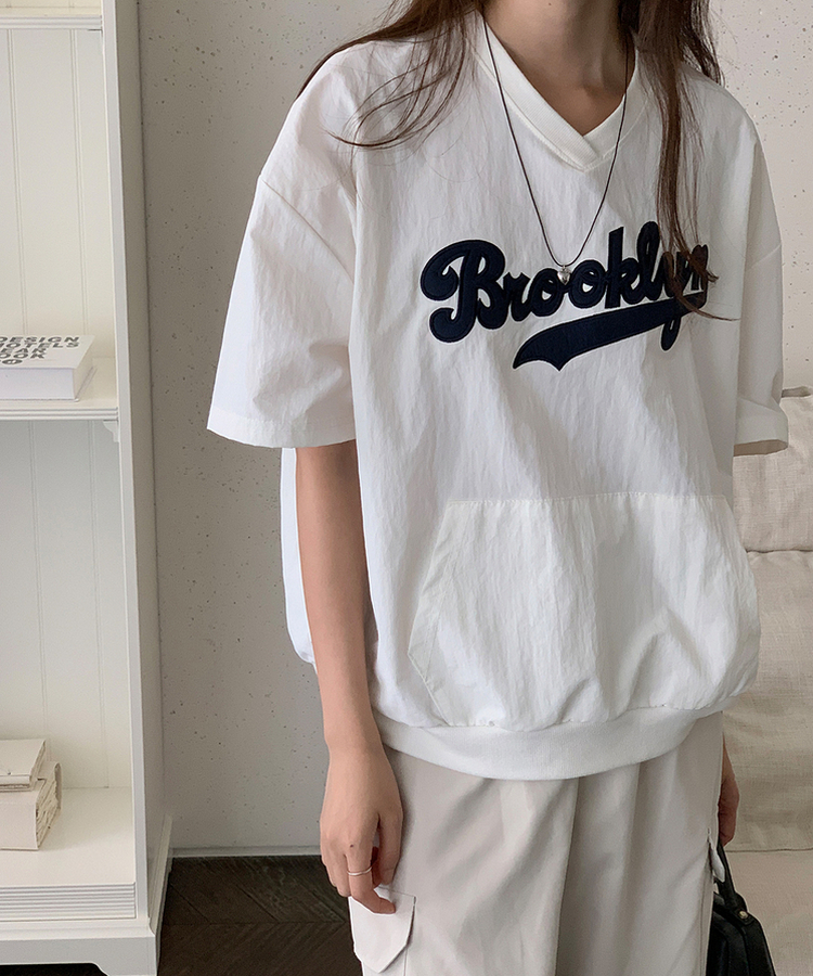 ブルックレタリング半袖Tシャツ WHITE