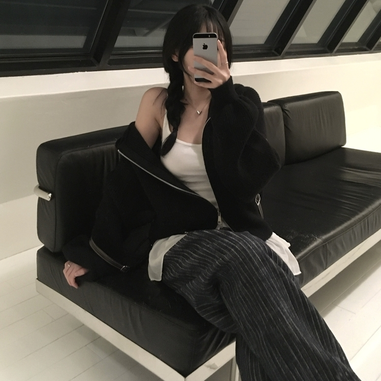 ストライプワイドデニムパンツ DARK DENIM