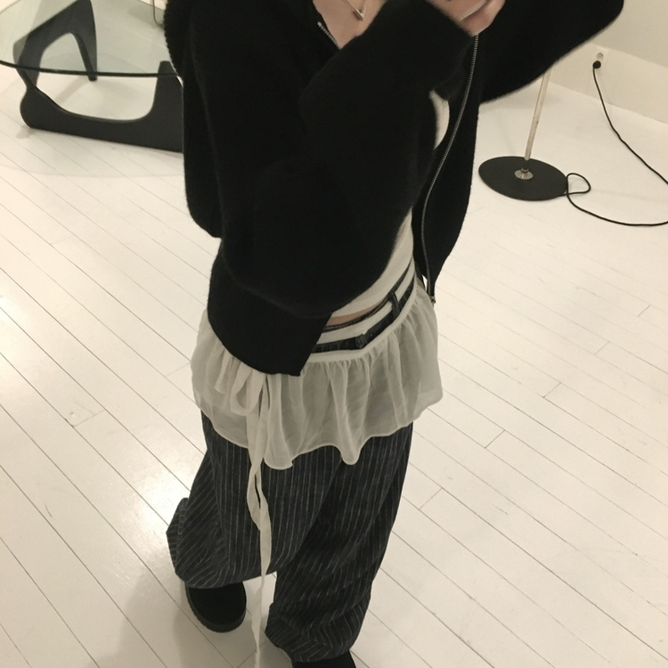 ストライプワイドデニムパンツ DARK DENIM