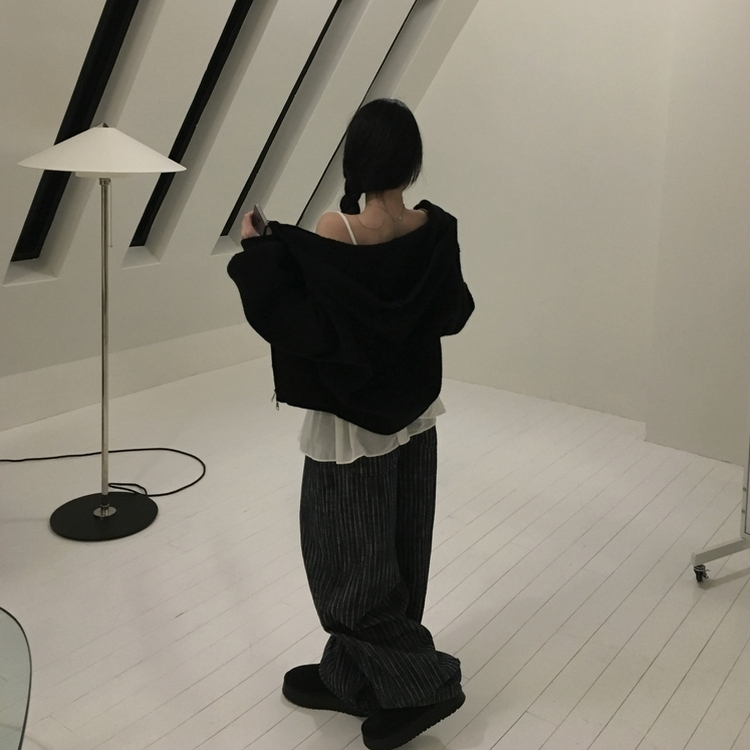 ストライプワイドデニムパンツ DARK DENIM