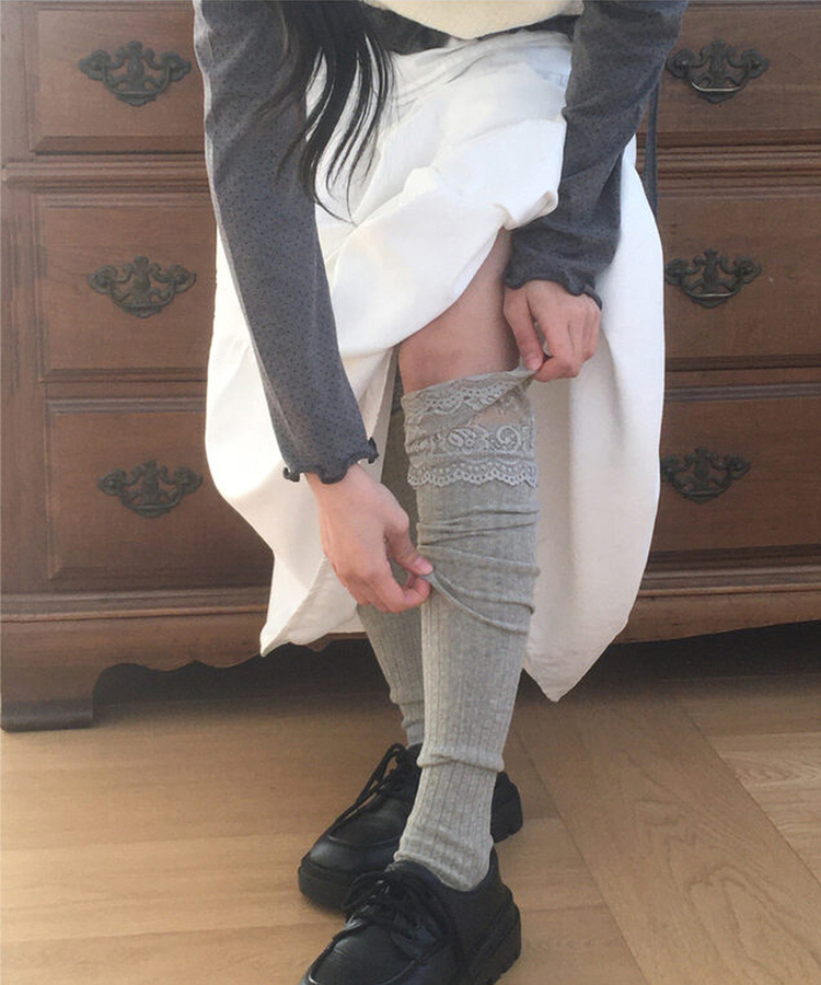 レースニーソックス GREY