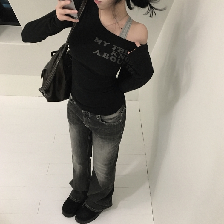 ローブーツカットパンツ BLACK DENIM