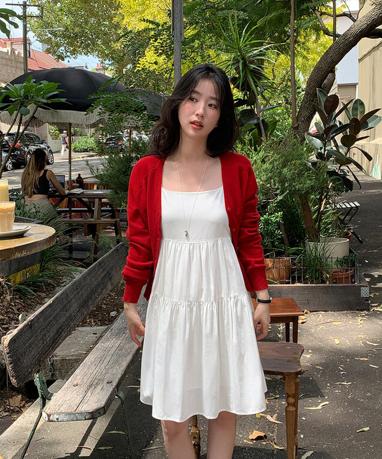 ジョイVネックカーディガン MODERN RED