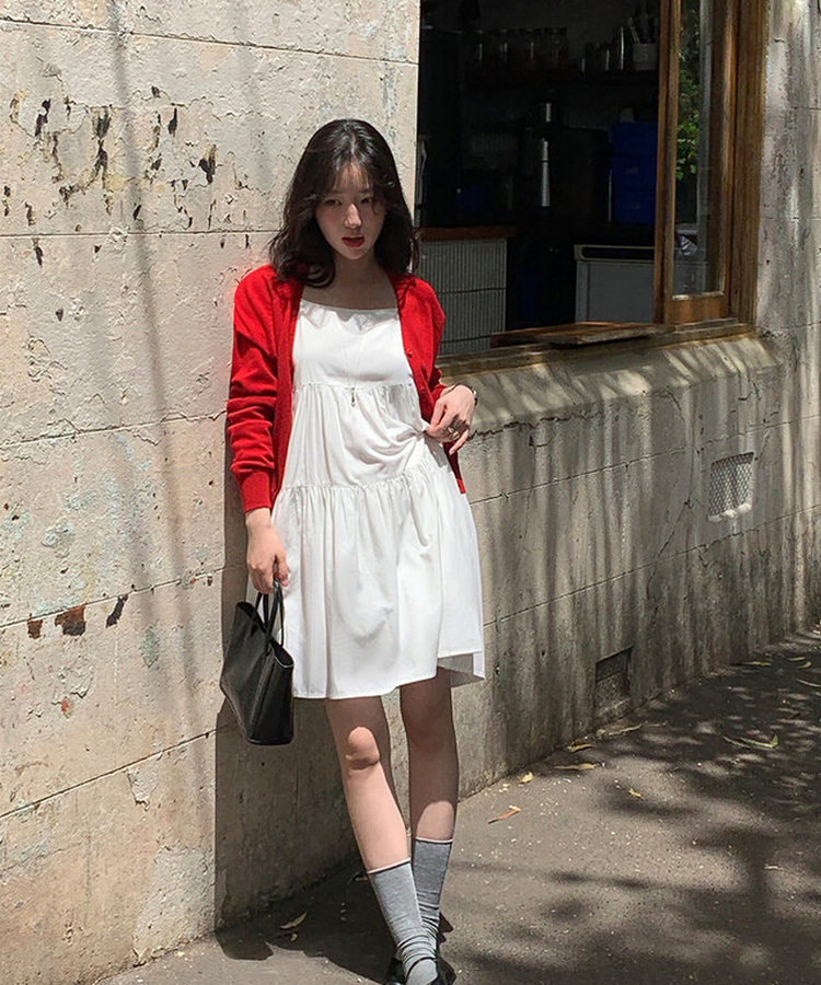 ジョイVネックカーディガン MODERN RED