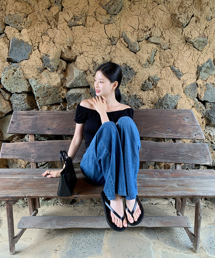 mシャツ258デイリーフリップフロップスリッパ BLACK