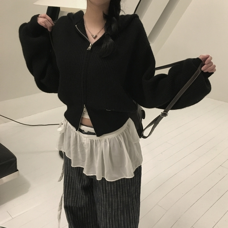 アントニットフードジップアップ(6color) BLACK