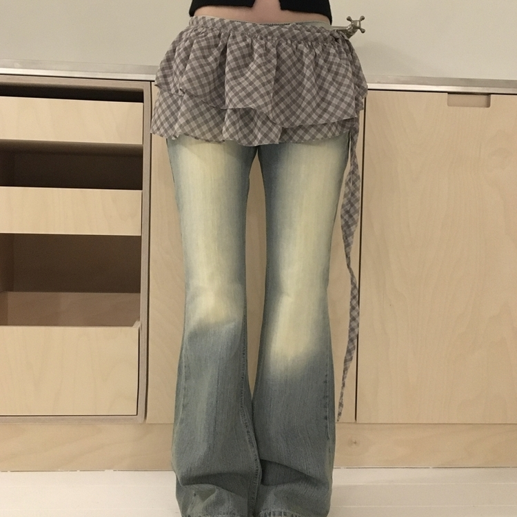 プレッピーレイヤードラップスカート DEEP BEIGE