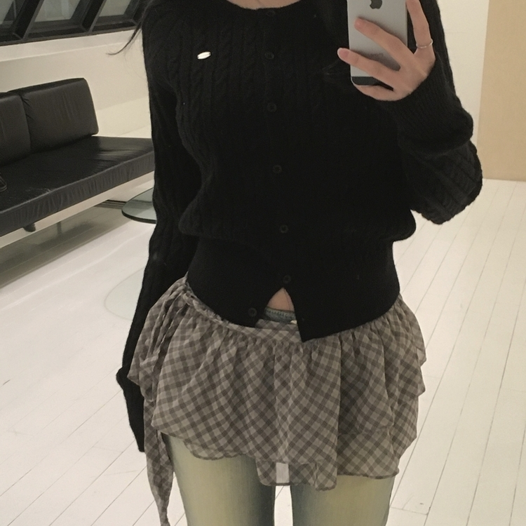 プレッピーレイヤードラップスカート DEEP BEIGE