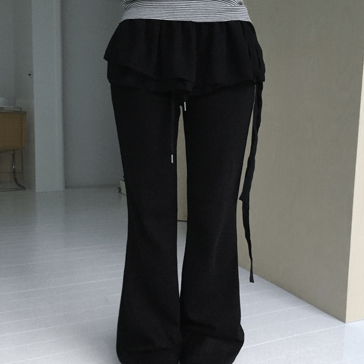 プレッピーレイヤードラップスカート BLACK